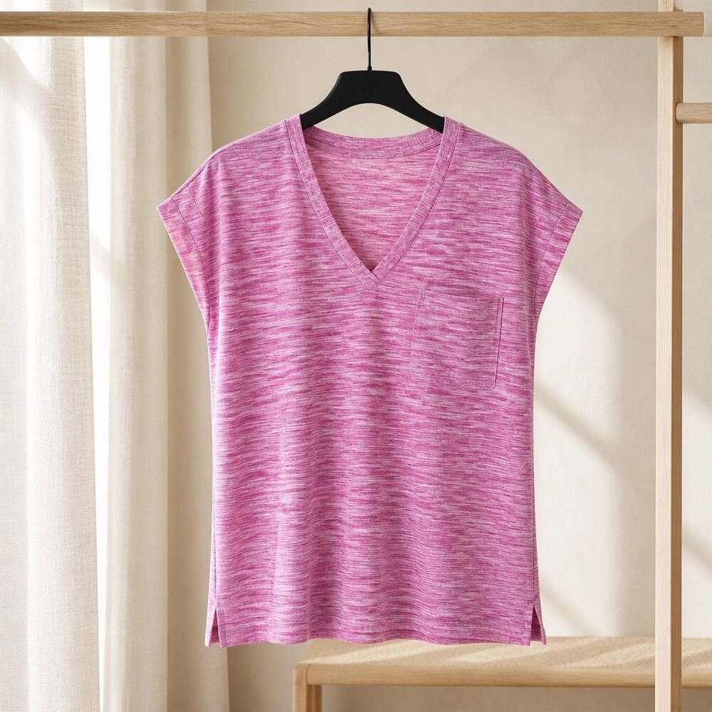 Chico's Zenergy Neema Space-Dyed V-Neck Cap Sleeve Top #738